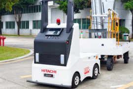 Безпілотний тягач перевозить матеріали на заводі Hitachi Elevator у Гуанчжоу